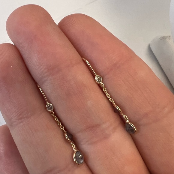 Blue and purple Sapphire and Diamond  Dangle Earrings in 14KYellow Gold 1.0" - Picture 7 of 10